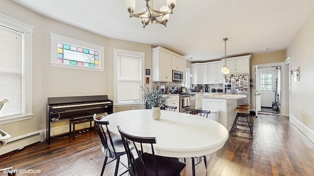 dining room with a healthy amount of sunlight and dark hardwood / wood-style flooring