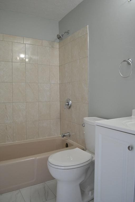 77 Nicholas Rd Unit I, Framingham, MA 01701 - full bathroom with toilet, vanity, bathing tub / shower combination, and marble look tiles