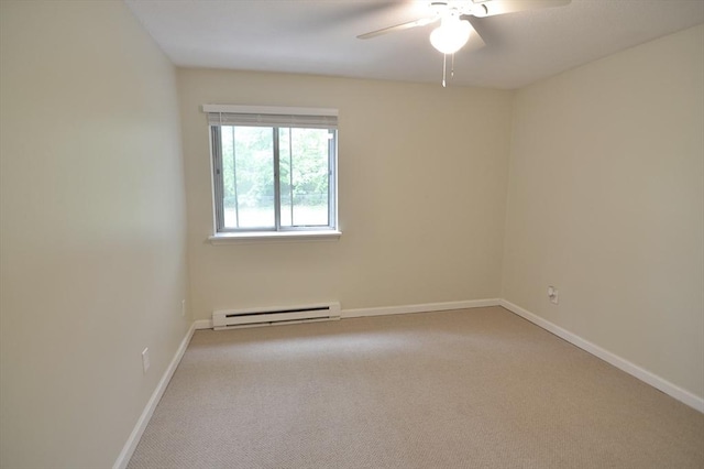 77 Nicholas Rd Unit I, Framingham, MA 01701 - carpeted spare room with baseboard heating, baseboards, and ceiling fan