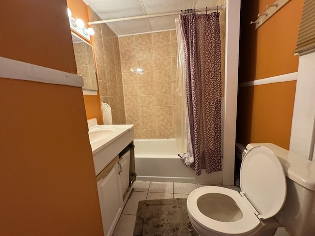 40 Freeman St, Framingham, MA 01702 - full bath with toilet, tile patterned flooring, shower / tub combo, and vanity