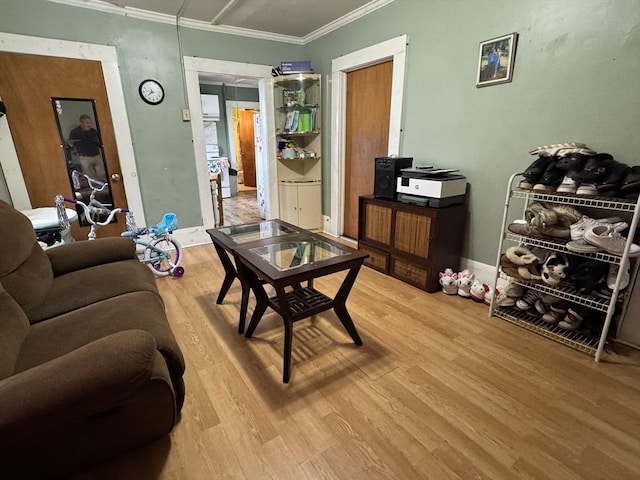 40 Freeman St, Framingham, MA 01702 - living room with wood finished floors, crown molding, and baseboards
