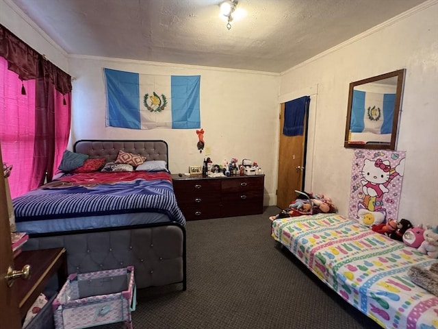 40 Freeman St, Framingham, MA 01702 - bedroom featuring carpet, ornamental molding, and a textured ceiling