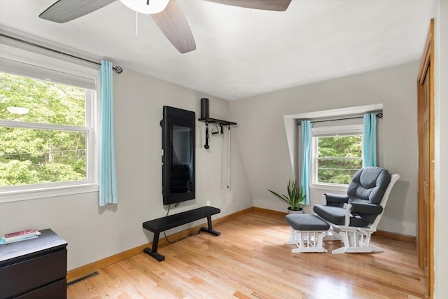 6 2nd Ave, Wilmington, MA 01887 - sitting room with healthy amount of natural light, ceiling fan, and light wood-style flooring