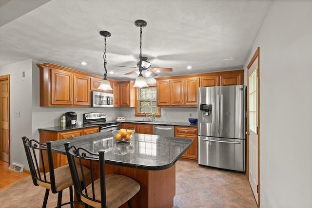 6 2nd Ave, Wilmington, MA 01887 - kitchen with appliances with stainless steel finishes, a sink, recessed lighting, ceiling fan, and baseboards