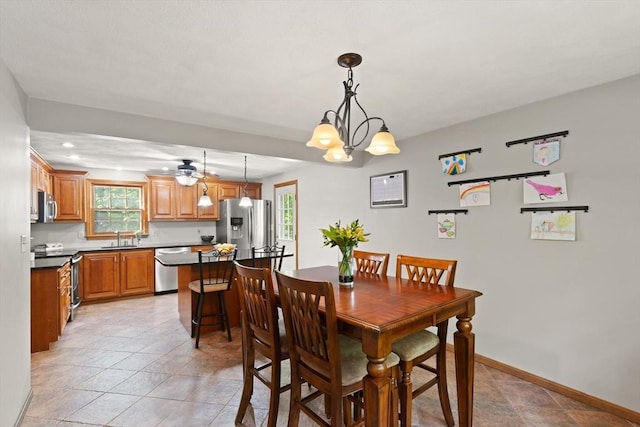 6 2nd Ave, Wilmington, MA 01887 - dining area featuring baseboards, a chandelier, and recessed lighting