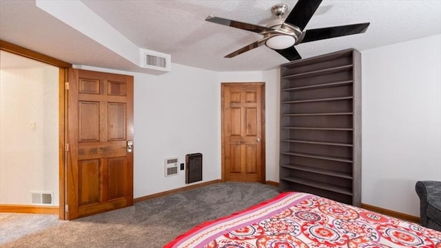 28 Philmart Dr, New Ipswich, NH 03071 - bedroom featuring carpet, a textured ceiling, heating unit, and a ceiling fan