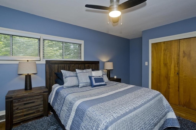 115 Carnavon Cir, Springfield, MA 01109 - bedroom featuring wood finished floors, a ceiling fan, and a closet