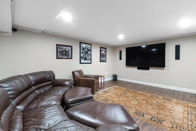 25 Wedgemere Ave, Winchester, MA 01890 - living area featuring recessed lighting, baseboards, crown molding, and wood finished floors