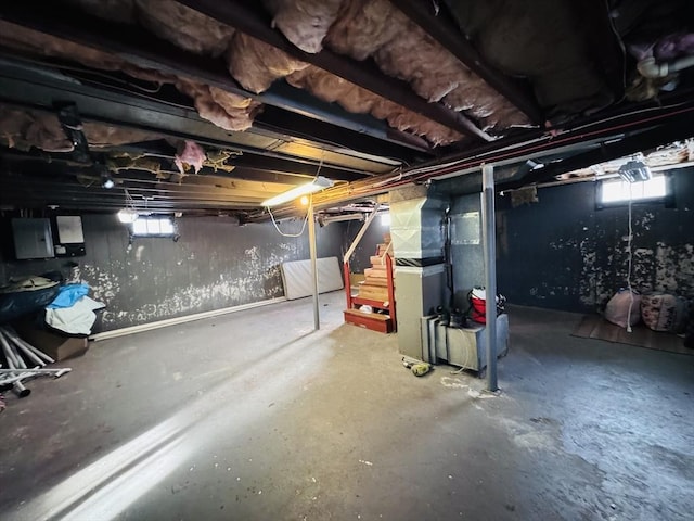 basement with electric panel