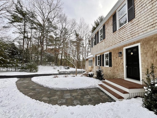 view of yard covered in snow