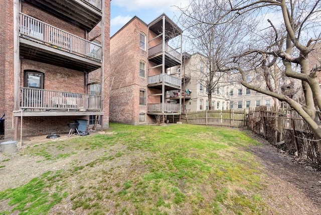 view of yard featuring fence