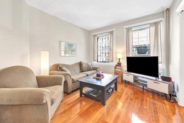 living room with light wood-style floors