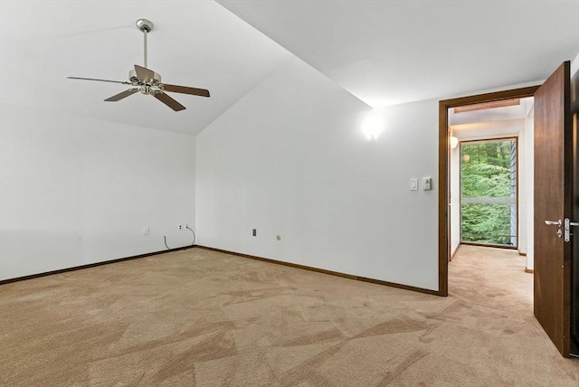 611 Old Stone Brk Unit 611, Acton, MA 01718 - empty room featuring light colored carpet, lofted ceiling, and a ceiling fan