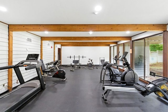 611 Old Stone Brk Unit 611, Acton, MA 01718 - workout area with beam ceiling and recessed lighting