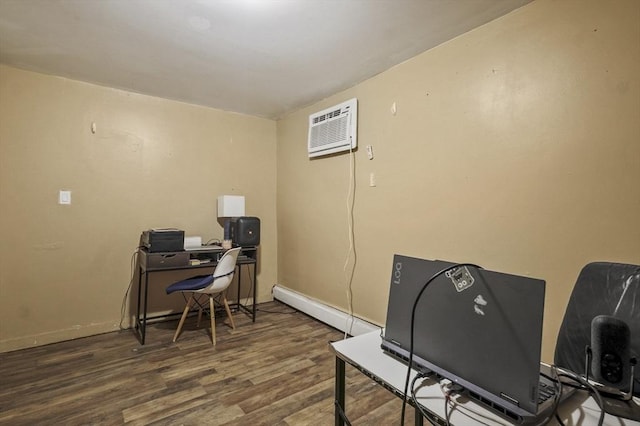 18 Cedar Ct, Lowell, MA 01852 - office space with a wall mounted AC, wood finished floors, and baseboards