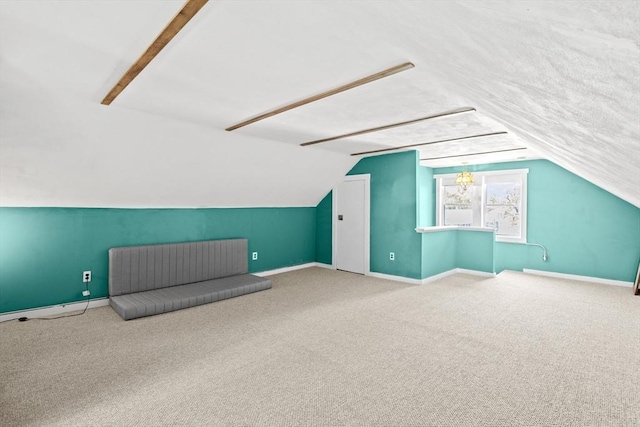 206 Pleasant St, North Andover, MA 01845 - bonus room featuring carpet floors, lofted ceiling, and baseboards