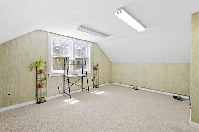 206 Pleasant St, North Andover, MA 01845 - additional living space with lofted ceiling, carpet floors, and baseboards