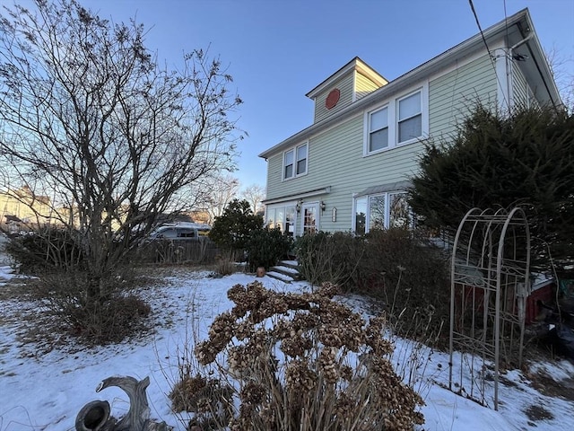 view of snow covered exterior