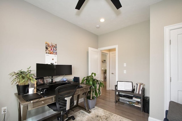 29 Spyglass Ln, Plymouth, MA 02360 - home office featuring wood finished floors and a ceiling fan
