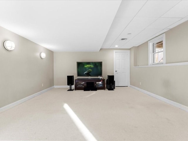 interior space with light colored carpet