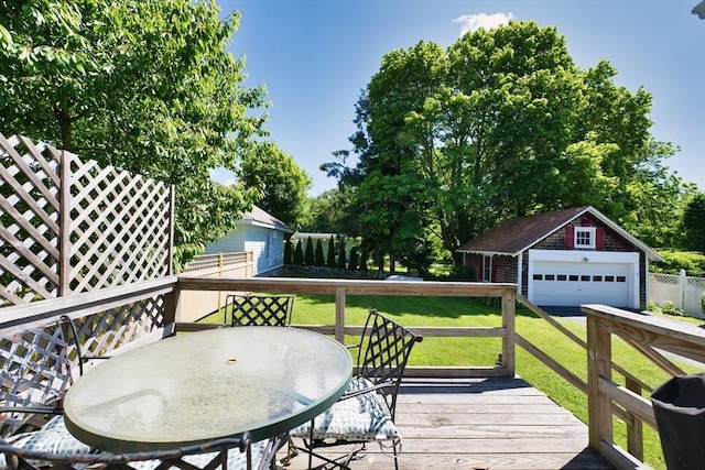 15 N Pleasant, Dartmouth, MA 02748 - deck with a detached garage, an outbuilding, and outdoor dining space