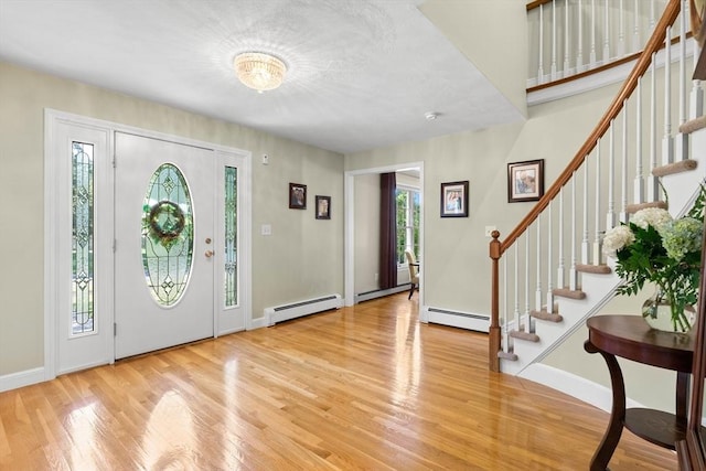 1 Burnham Ln, Danvers, MA 01923 - foyer entrance featuring baseboard heating, wood finished floors, and stairway