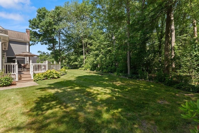 1 Burnham Ln, Danvers, MA 01923 - view of green lawn with a wooden deck