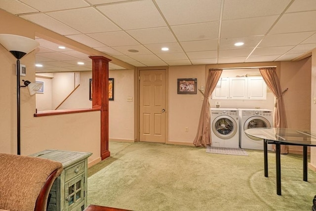 113 Edgehill Rd Unit 113, Norwood, MA 02062 - laundry area featuring washing machine and dryer, carpet flooring, and recessed lighting