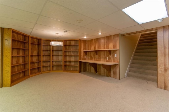 109 Wild Grove Ln, Longmeadow, MA 01106 - finished below grade area with light carpet, stairway, and a paneled ceiling