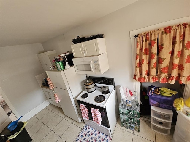 21 John, Worcester, MA 01609 - kitchen featuring white appliances, white cabinetry, and light tile patterned floors