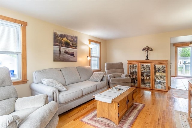 living area featuring light wood finished floors