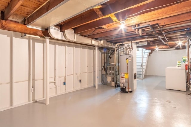 basement with washer / dryer and gas water heater
