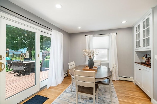 31 Orchard Rd, Hamilton, MA 01982 - dining space with a baseboard radiator, light wood finished floors, and recessed lighting