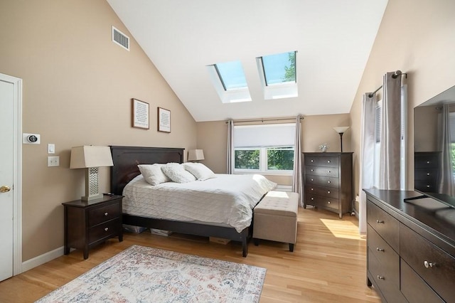31 Orchard Rd, Hamilton, MA 01982 - bedroom featuring a skylight, light wood-style floors, and high vaulted ceiling
