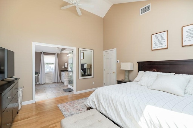 31 Orchard Rd, Hamilton, MA 01982 - bedroom with high vaulted ceiling, light wood-type flooring, and ensuite bath