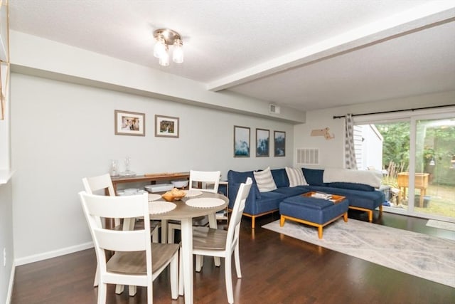 3 Beals Cv Unit F, Hingham, MA 02043 - dining space featuring beam ceiling, wood finished floors, baseboards, and a textured ceiling