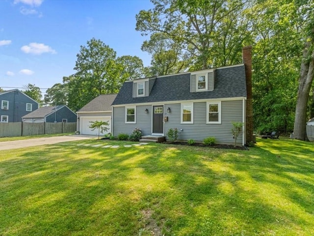 17 Clifton Ave, Scituate, MA 02066 - dutch colonial featuring a garage, a chimney, concrete driveway, and a shingled roof