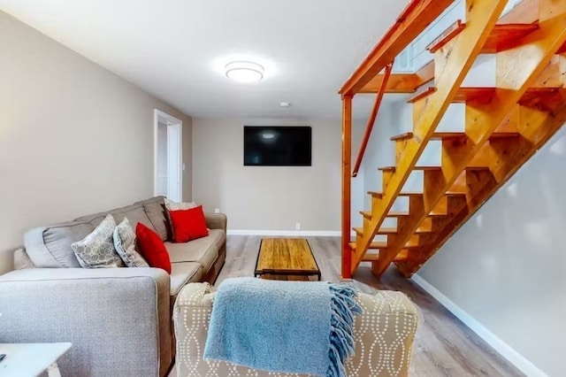 living room with wood-type flooring