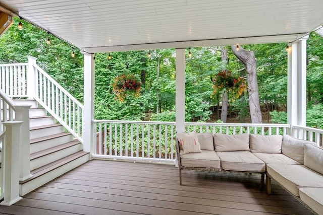 103 Warwick Rd Unit 103, Newton, MA 02465 - deck featuring an outdoor hangout area and stairs