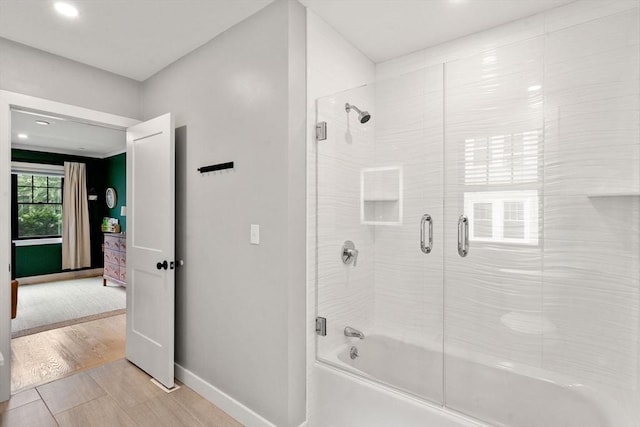 103 Warwick Rd Unit 103, Newton, MA 02465 - bathroom featuring combined bath / shower with glass door and recessed lighting