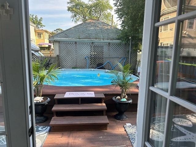 view of swimming pool featuring a gazebo