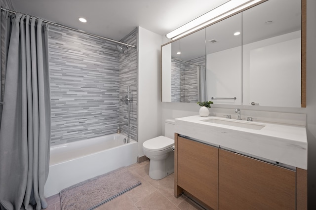 100 Lovejoy Wharf Unit 6J, Boston, MA 02114 - full bathroom featuring vanity, shower / bath combination with curtain, toilet, and recessed lighting
