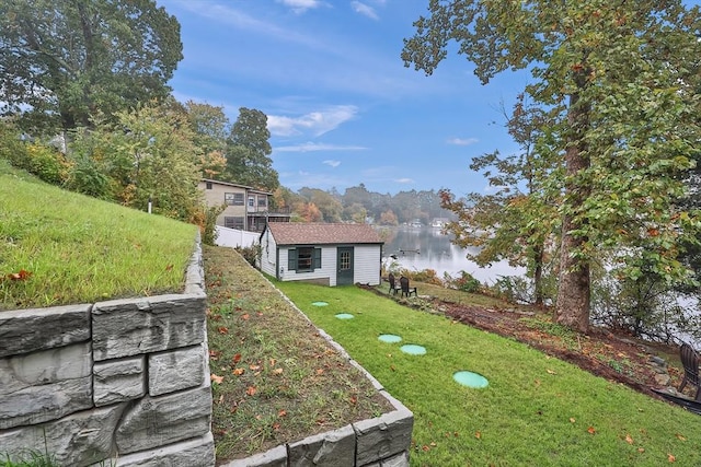 371-377 Franklin St, Wrentham, MA 02093 - view of green lawn featuring a water view and an outdoor structure