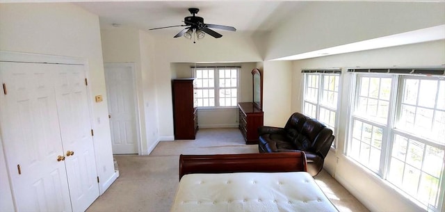 97-99 N St Unit 97, Newton, MA 02460 - carpeted bedroom featuring lofted ceiling, baseboards, and ceiling fan