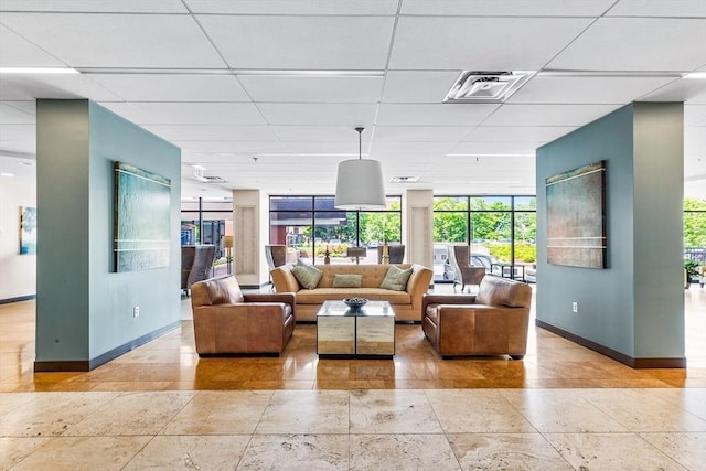 50 Longwood Ave Unit 1016/1017, Brookline, MA 02446 - common area featuring a drop ceiling and floor to ceiling windows