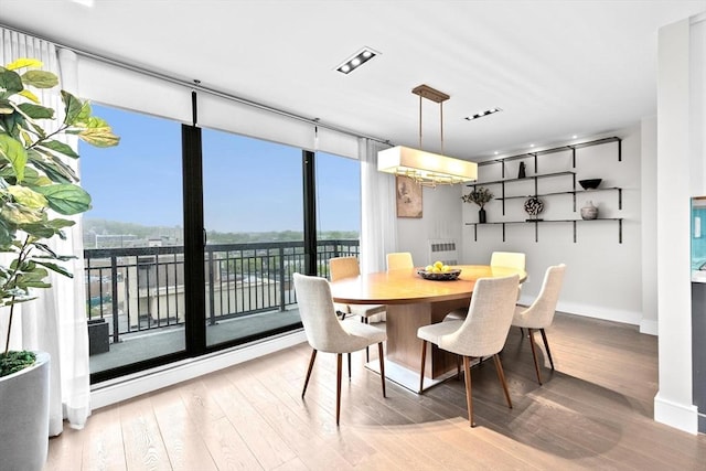 50 Longwood Ave Unit 1016/1017, Brookline, MA 02446 - dining room featuring expansive windows, wood finished floors, baseboards, and radiator