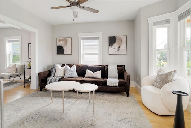 15 Berkeley St, Somerville, MA 02143 - living area featuring a ceiling fan and light wood-style floors