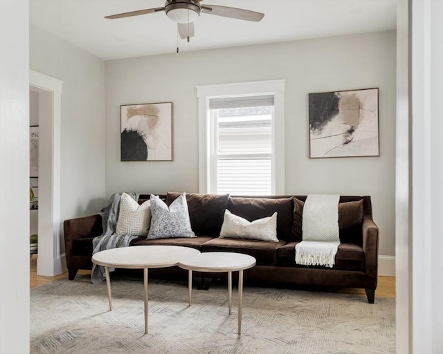 15 Berkeley St, Somerville, MA 02143 - living room with a ceiling fan and wood finished floors
