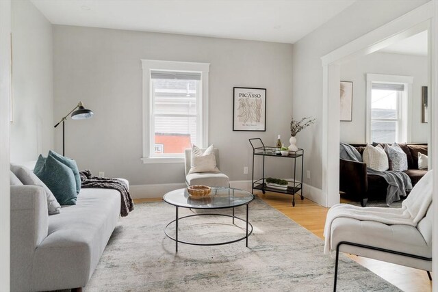 15 Berkeley St, Somerville, MA 02143 - living room featuring light wood-style flooring and baseboards