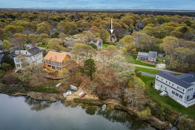 22 Woodside Dr, Falmouth, MA 02536 - drone / aerial view of a forest and a nearby body of water